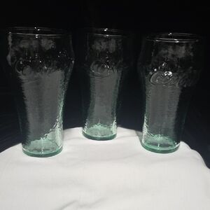 Coke- Coca Cola Green Tinged Soda Glasses, Set Of 3